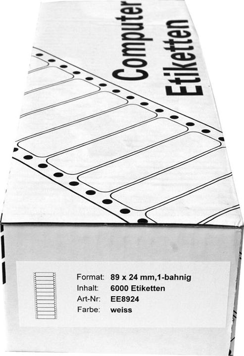 Produktbild Kores Computer-Etiketten, endlos, 89,0 x 36,0 mm, 1-bahnig Inhalt: 4.000 Etiketten