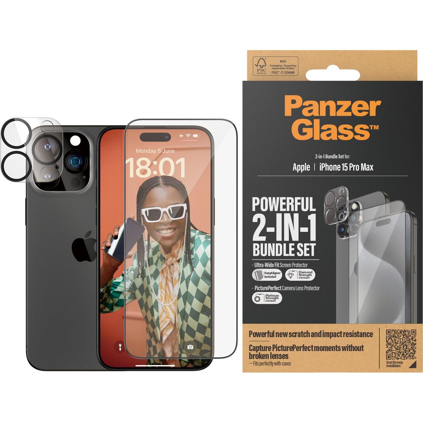 Thumbnail - PanzerGlass Bundle Glass + PicturePerfect (1 Stück, Apple iPhone 15 Pro Max), Smartphone Schutzfolie, Transparent