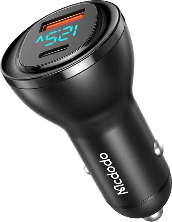 Mcdodo Chargeur de voiture total 95W USB-A + Type-C avec affichage numérique - Noir