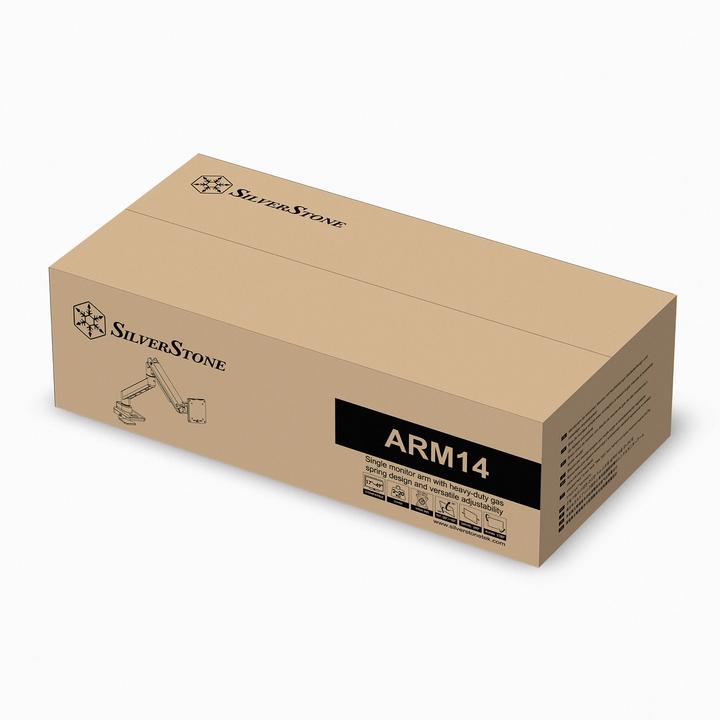 Actual product image Silverstone SST-ARM14- Single LCD LED Monitor Arm with heavy-duty gas spring design, adjustable, 180 (49", 20 kg)