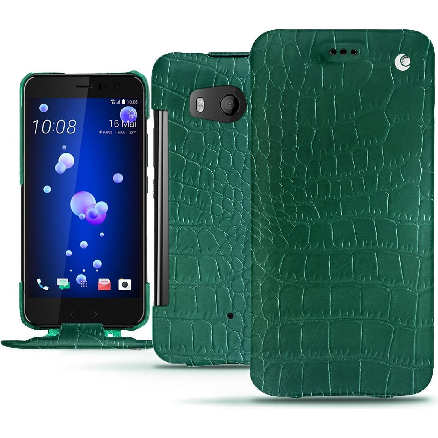 Noreve Lederschutzhülle vertikal (HTC U11), Smartphone Hülle, Grün