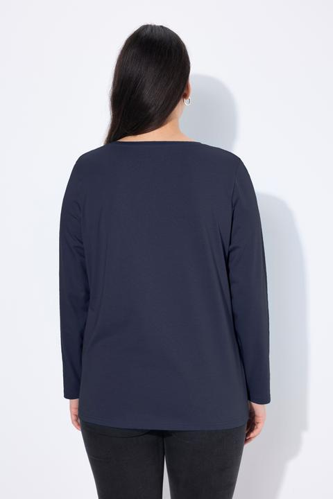 Actual product image Ulla Popken Basic Long Sleeve Round Neck Henley Tee (54)