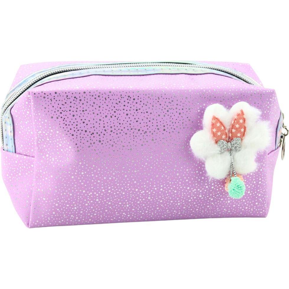 Lean Toys, Astuccio, Federmäppchen Kosmetiktasche Schleife Schimmernde Partikel Lila