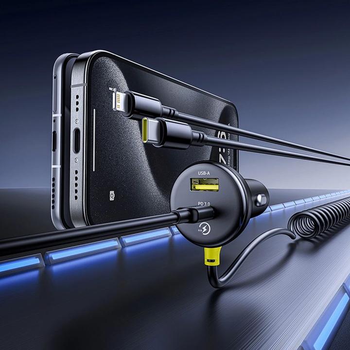 Image du produit Baseus Chargeur de voiture circulaire en plastique (U+C) + câble (C&L) 60W Cosmic Black