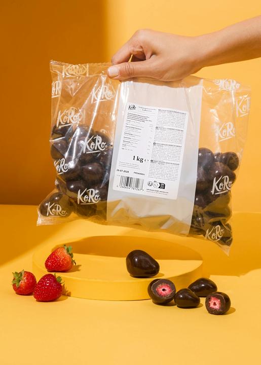 Produktbild KoRo Gefriergetrocknete Erdbeeren in dunkler Schokolade (1000 g)