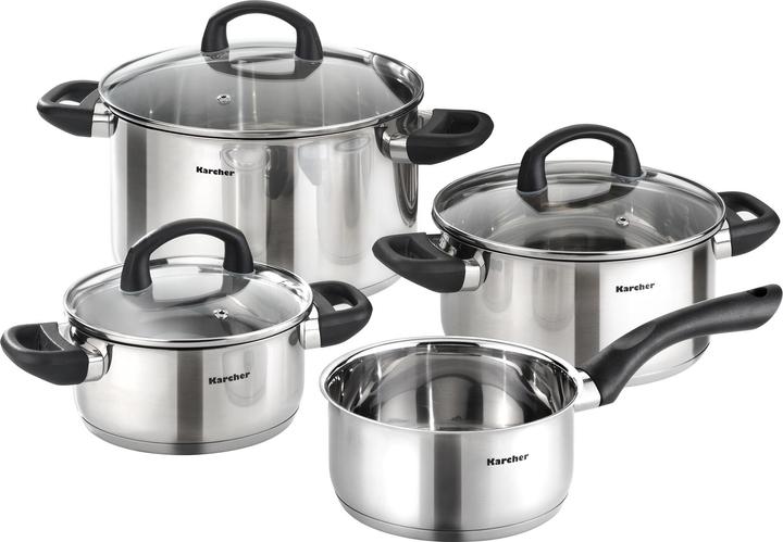 Karcher Topfset Mia (4-teilig, Edelstahl, Induktion) (24 cm, Ensemble de casseroles et de poêles de cuisson, Acier inoxydable)