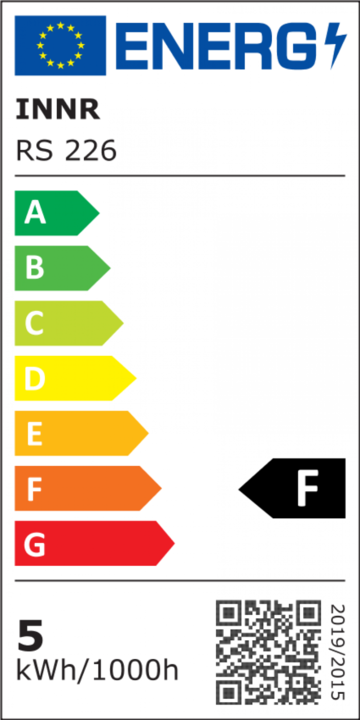 Label énergétique Innr Smart Spot RS 226 blanc (zigbee 3.0) 2 packs (GU10, 4.80 W, 350 lm, 2 x, F)
