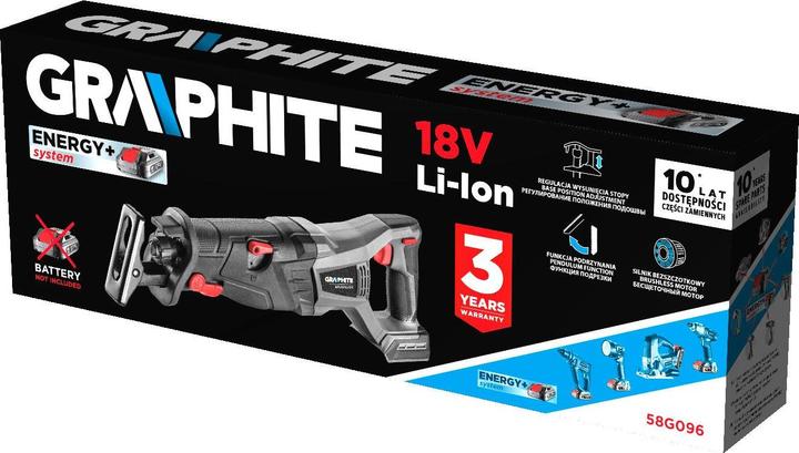Actual product image Graphite Cordless reciprocating saw Energy + 18V without battery
