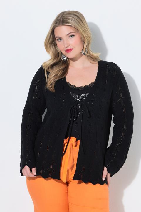 Produktbild Miamoda Strickjacke, gerade Passform, Ajourstrick, Langarm (46, 48)