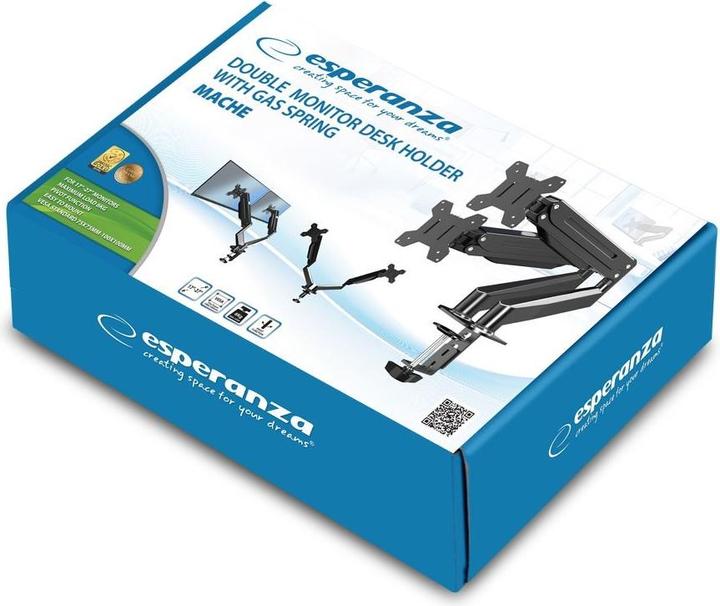 Produktbild Esperanza ERW020 Gas-Tischhalterung für zwei Monitore 17-27" bis zu 6kg (Tisch, 27.01", 6 kg)