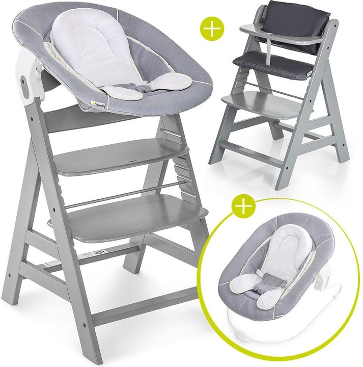 Actual product image Hauck Highchairs Alpha Plus Grey Newborn Set - 4-piece highchair (Highchair)
