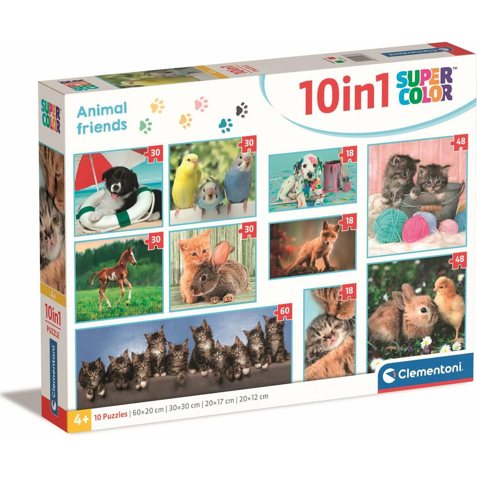 Clementoni Puzzle Super Color 10in1 Tierfreunde (18 Teile)