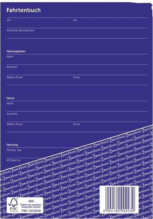 Immagine prodotto Avery Zweckform 223-10 DIN A5 Diario del conducente Numero di fogli: 40 Bianco 10 pz. (40 x)