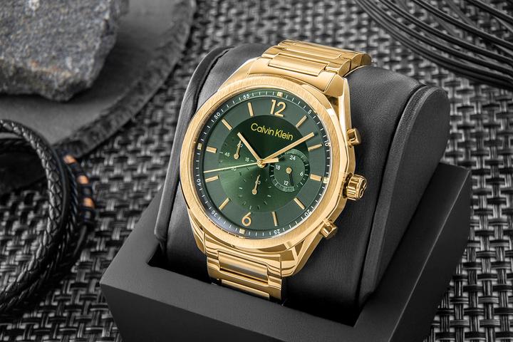 Produktbild Calvin Klein CK25200266 Force Heren Horloge - Mineraalglas - Staal - Goudkleurig - 45 mm breed - Quartz - V (Analoguhr, 45 mm)