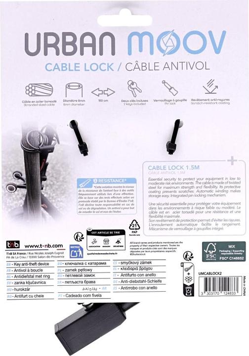 Produktbild T'nB TNB E-Scooter/Bike Kabelschloss 1.5 Meter (150 cm)