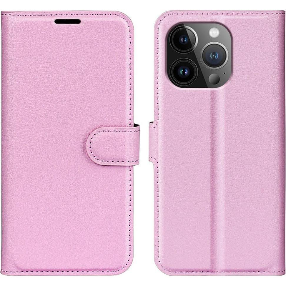 Cover-Discount iPhone 15 Pro - Leder Etui Hülle rosa (Apple iPhone 15 Pro), Smartphone Hülle, Rosa