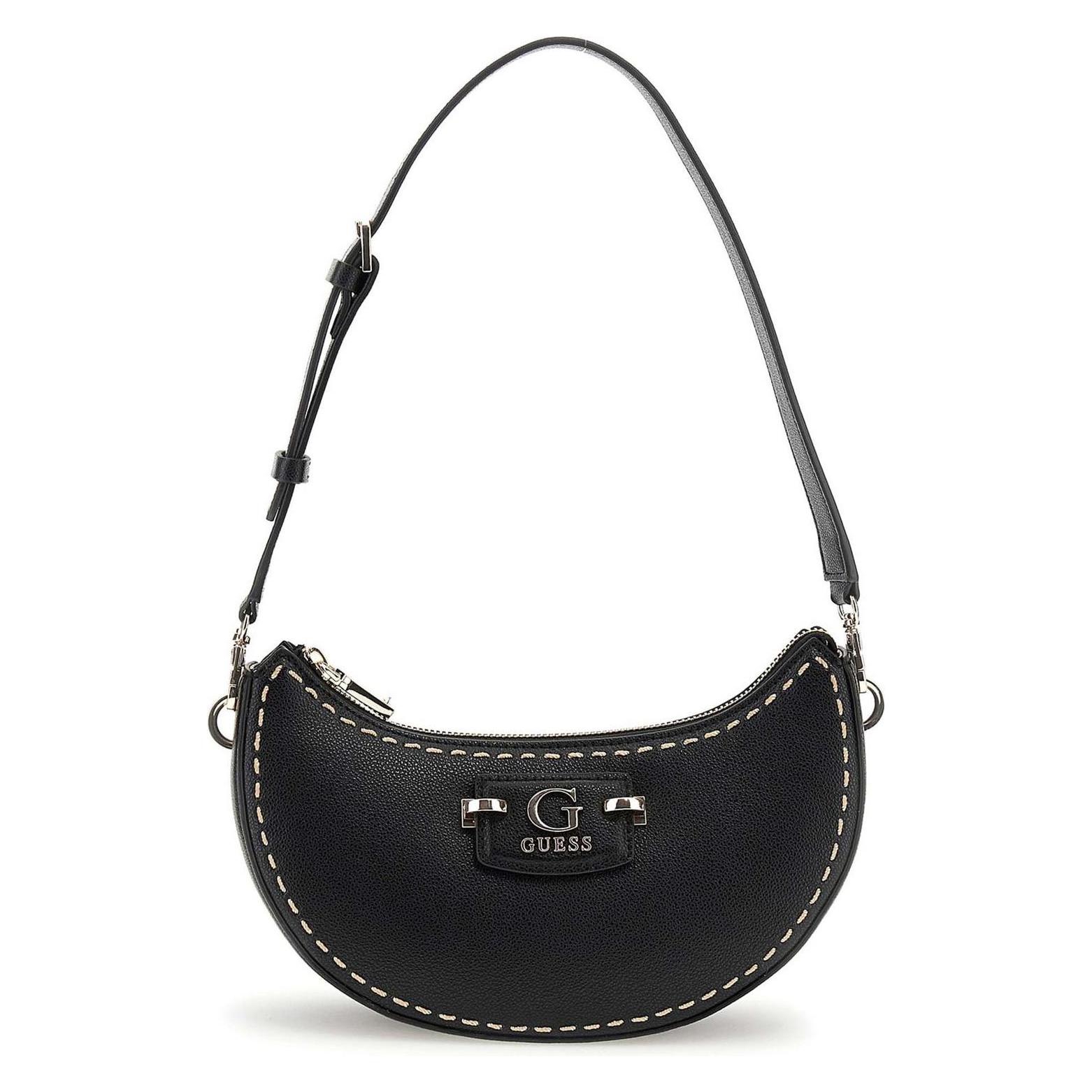 Guess, Damen, Handtasche, Nastra Top Zip Shoulder Bag, Schwarz