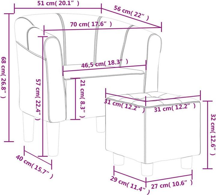 Produktbild vidaXL Clubsessel mit Fusshocker Gelb Samt,Farbe: Gelb,Material