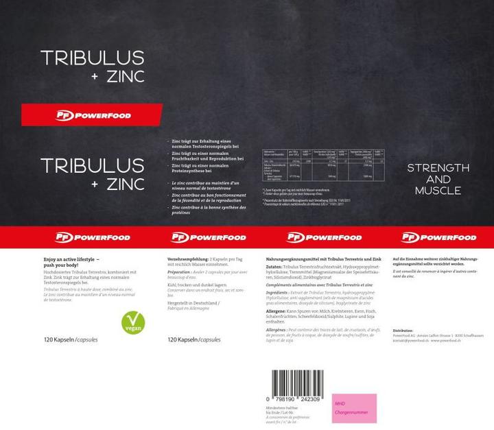 Image du produit Powerfood Tribulus + Zinc (120 pièce(s), Capsules, 50 g)