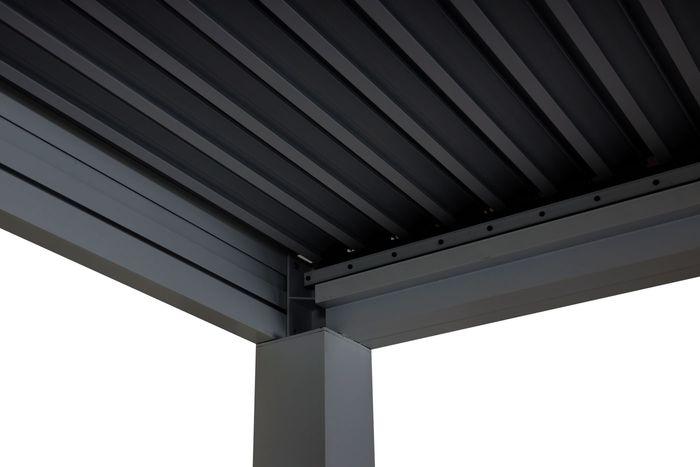 Actual product image Mendler Pergola HWC-L46 with side wall, slatted pavilion roller blind, 11cm aluminium frame, storm-proof (300 cm, 400 cm)
