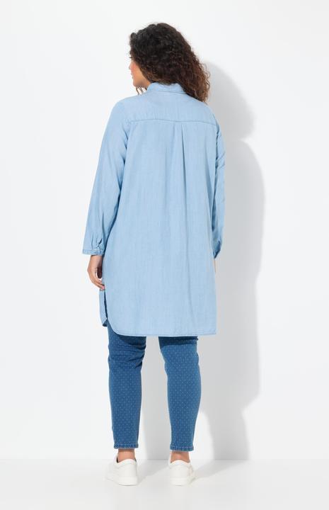 Produktbild Ulla Popken Lyocell-Longbluse, Jeansoptik, Hemdkragen, Langarm (42, 44)