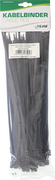Immagine prodotto InLine Fascetta con doppia testa 100 pezzi 300mm (Fascette in plastica, 300 mm, 100 pz.)