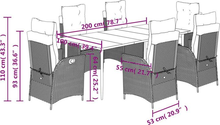 Produktbild vidaXL Garten Essgruppe (200 x 100 x 74 cm)
