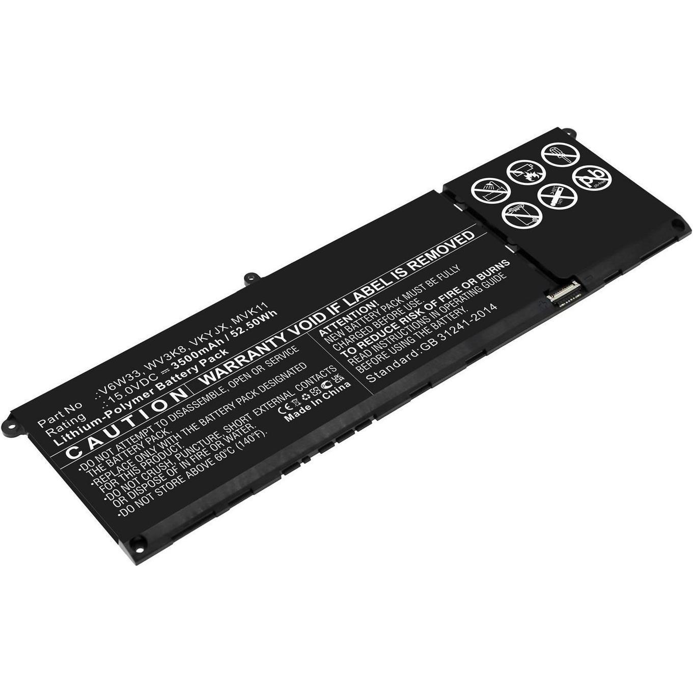CoreParts Laptop Battery for Dell (1 Zellen, 3500 mAh), Notebook Akku, Schwarz