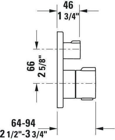 Produktbild Duravit Wannenthermostat C.1 UP mit Ab-/Umstellventil eckig chrom