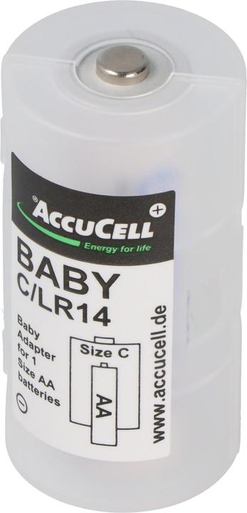 Actual product image AccuCell Universal Baby C adapter for 1x Mignon/AA each to size Baby, C, LR14, FR14 (2 pcs., AA, C)