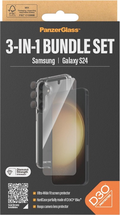 Image du produit PanzerGlass Bundle Ultra Wide FIt Glass + Case + Lens (1 pièce(s), Samsung Galaxy S24)