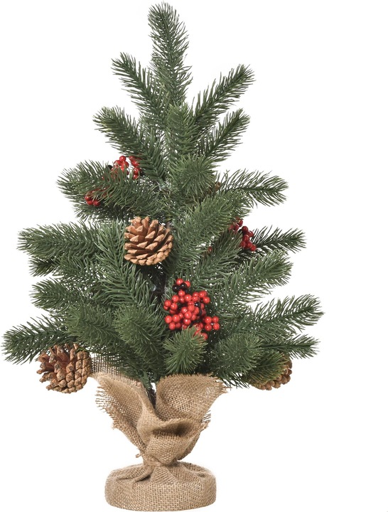 Produktbild Homcom Künstlicher Weihnachtsbaum für den Tisch mit Sockel in Sackleine verpackt