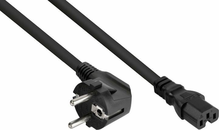 Actual product image Kabelmeister Mains cable earthing contact plug type E+F (90° thread) to hot appliance socket C15, black (5 m)