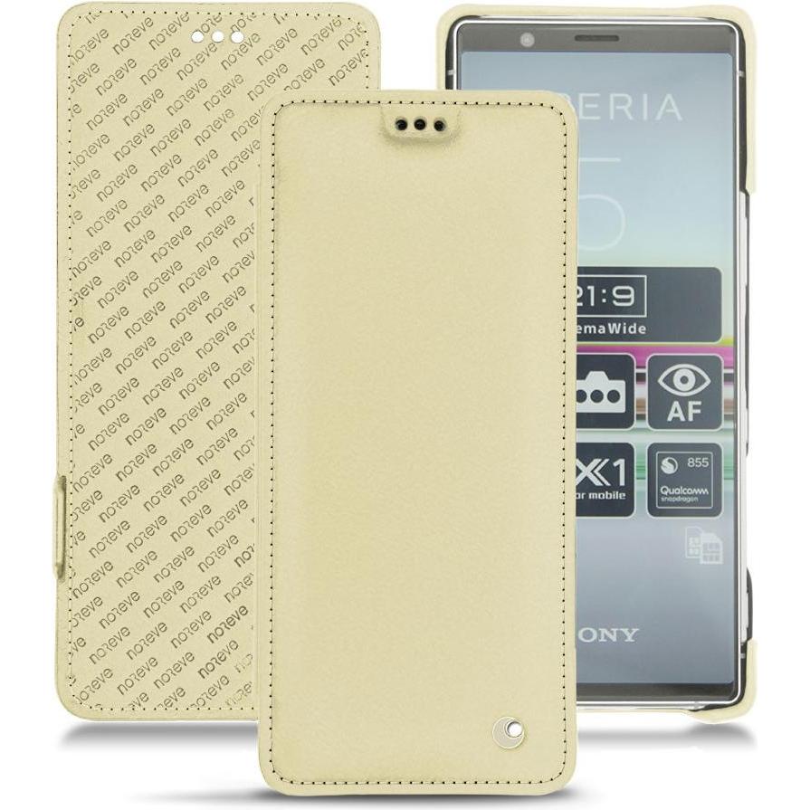 Noreve Lederschutzhülle horizontal (Sony Xperia 5), Smartphone Hülle, Beige