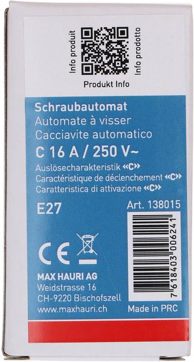 Produktbild Max Hauri Schraubautomat (16 A)