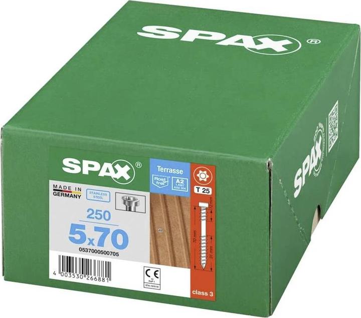 Produktbild Spax Terrasse A2 Zylinderkopf T-Star Plus T25 Fixiergewinde Cut (250 Schrauben pro Stück)