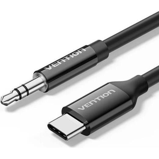 Vention ADAPTER USB-C TO AUDIO 3.5MM/MALE 1.5M BIFBF (Adattatore angolare), Adattatore audio, Nero