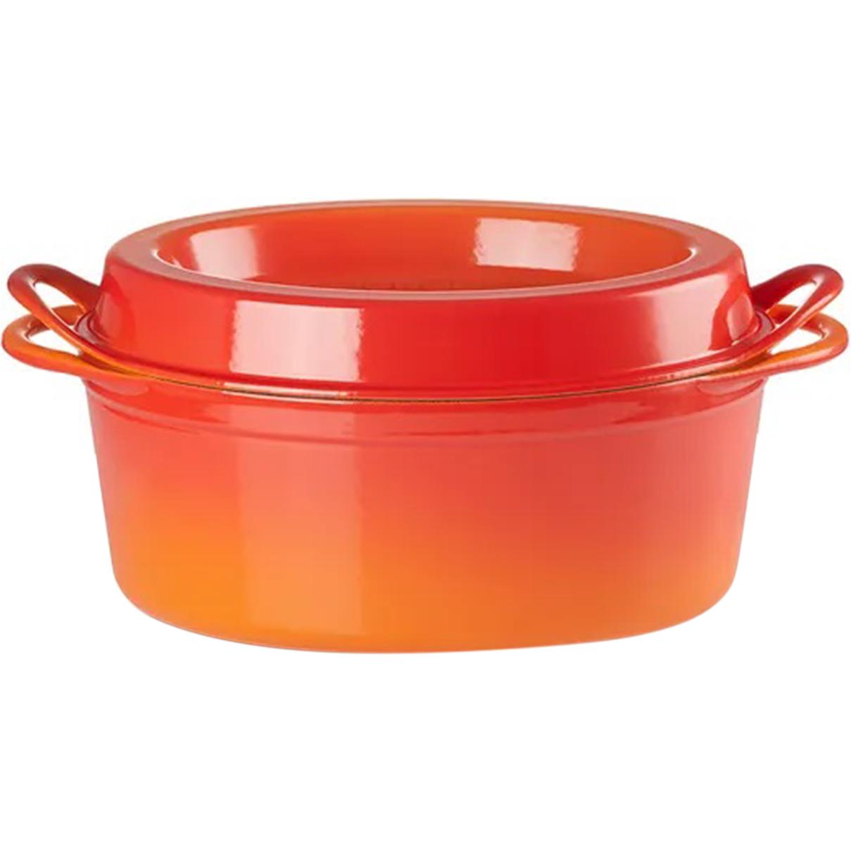 Le Creuset Saftbräter, Doufeu oval, Pfanne + Kochtopf, Rot