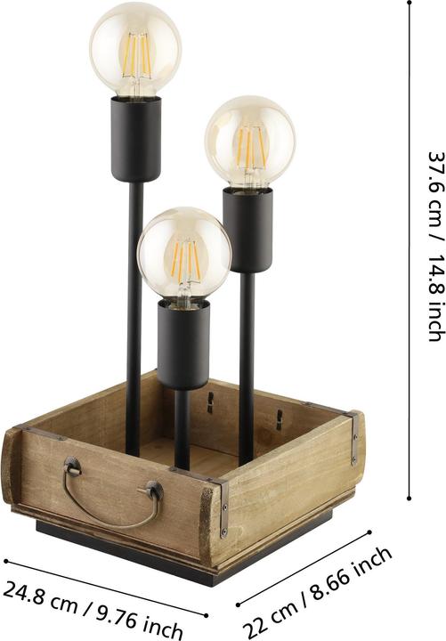 Actual product image EGLO Table lamp WOOTTON 3x E27 Brown / Black (E27)