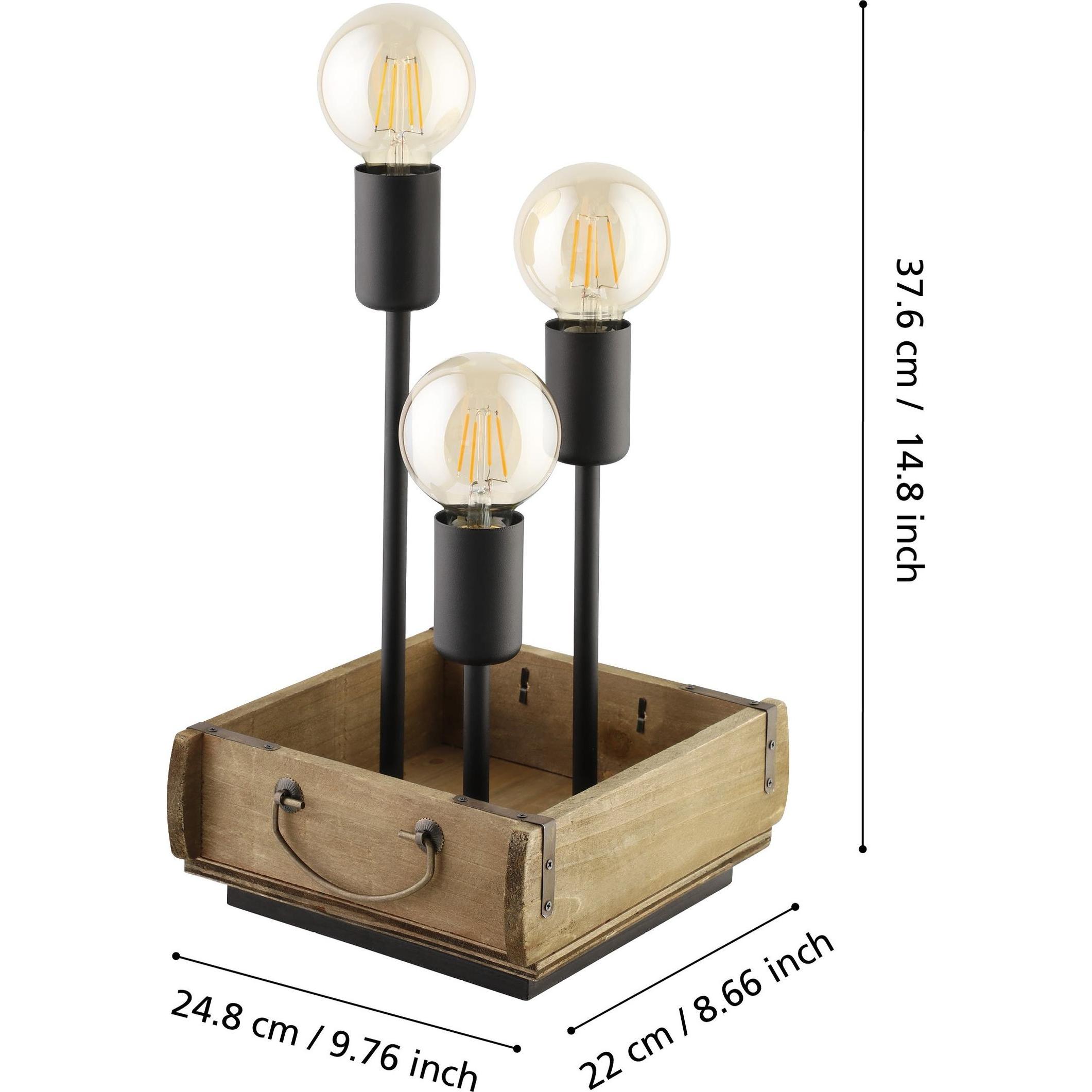Thumbnail - EGLO, Tischlampe, Tischleuchte WOOTTON 3x E27 Braun/Schwarz (0 lm, E27)