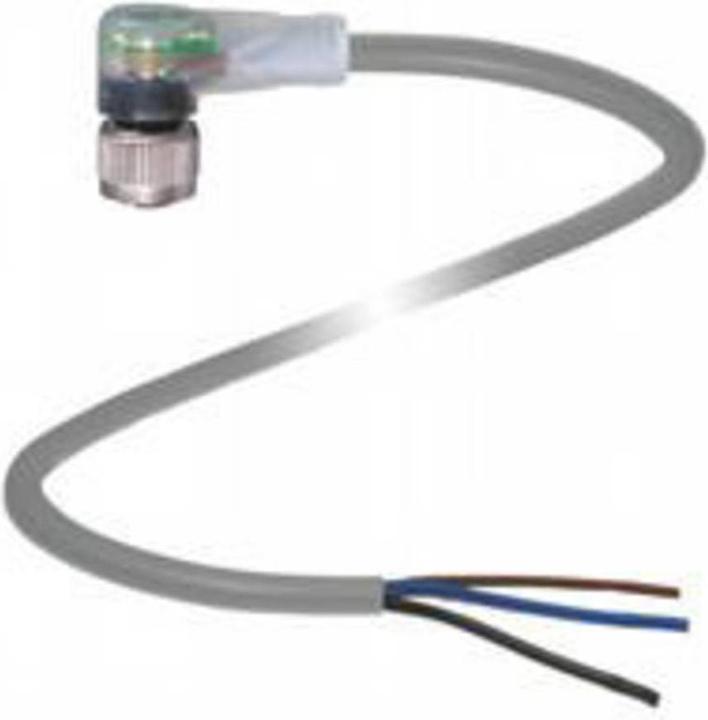 Produktbild Pepperl & Fuchs Pepperl+Fuchs Fabrik Kabeldose,5m,3pol,M12 V1-W-E2-5M-PUR gewinkelt,2LED,PUR Konfektioniertes Sensor