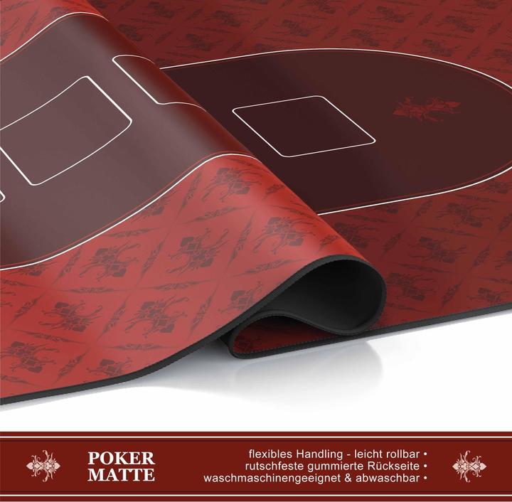 Produktbild CSL Pokermatte, grosse Schreibtischunterlage 1000x600mm, ovale Pokertischauflage für Kartenspiele, rot