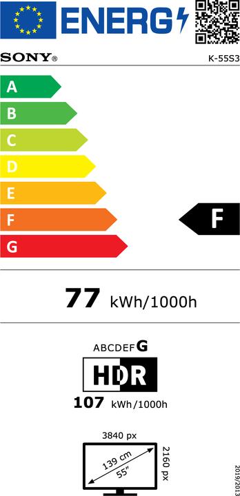 Energie-Label Sony K-55S3 (55", LED, UHD, 2025)