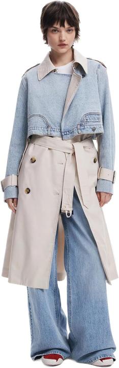 Desigual Trenchcoat Ibrido e Giacca di Jeans con Tasche e Bottoni