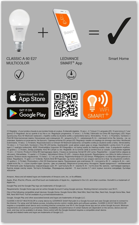 Actual product image Ledvance Smart Classic 60 (E27, 9 W, 806 lm, 3 x, F)