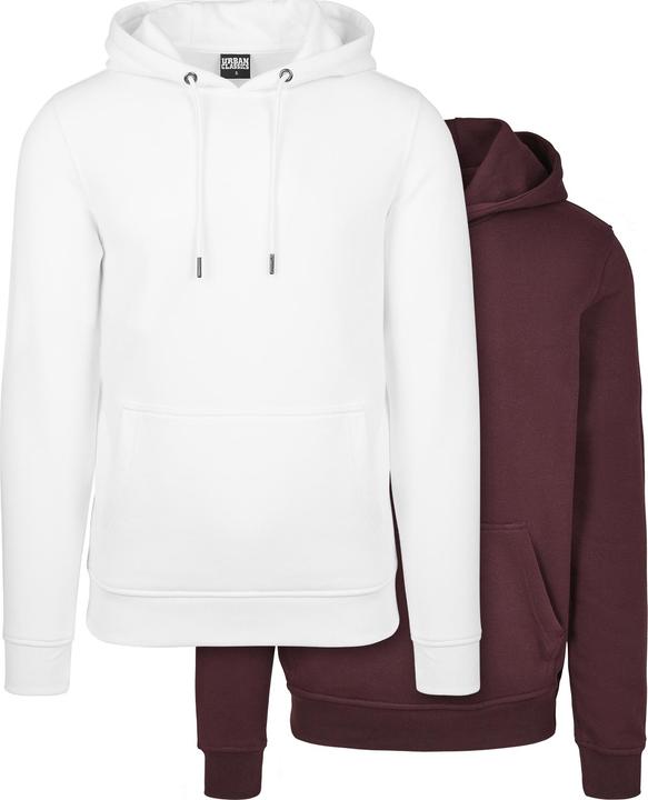 Produktbild Urban Classics Basic Sweat Hoody 2-Pack white+redwine XS (XS)