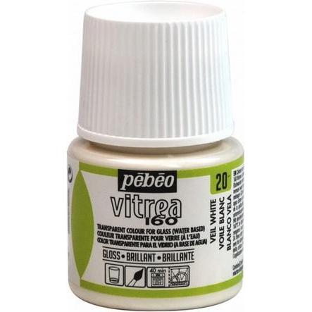 Pebeo, Künstlerfarbe + Bastelfarbe, Vitrea 160 Glänzendefarben (Weisser Schleier, 45 ml)