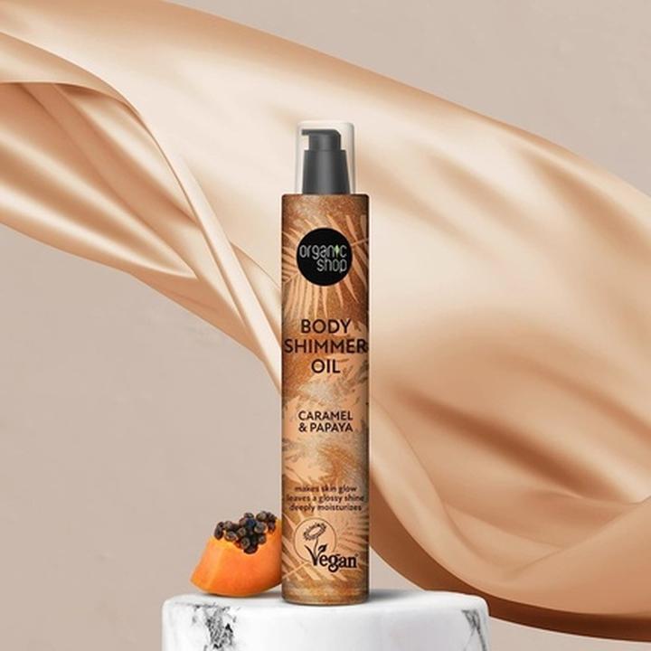 Produktbild Organic Shop Body Shimmer Oil Caramel & Papaya 100ml (Körperöl, 100 ml)
