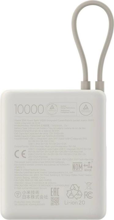 Image du produit Xiaomi 33W Power Bank 10000 (Integrated Cable) (10000 mAh, 33 W, 36.50 Wh)