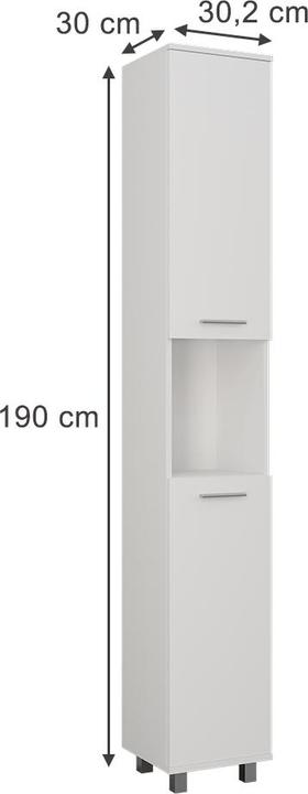 Produktbild Vicco Hochschrank Ilias, Weiss, 30.2 x 190 cm mit 2 Türen